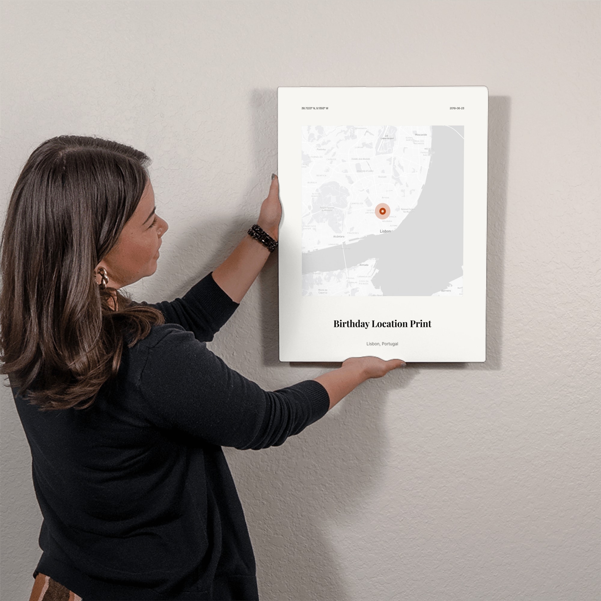 Birthday Location Print on the metal print