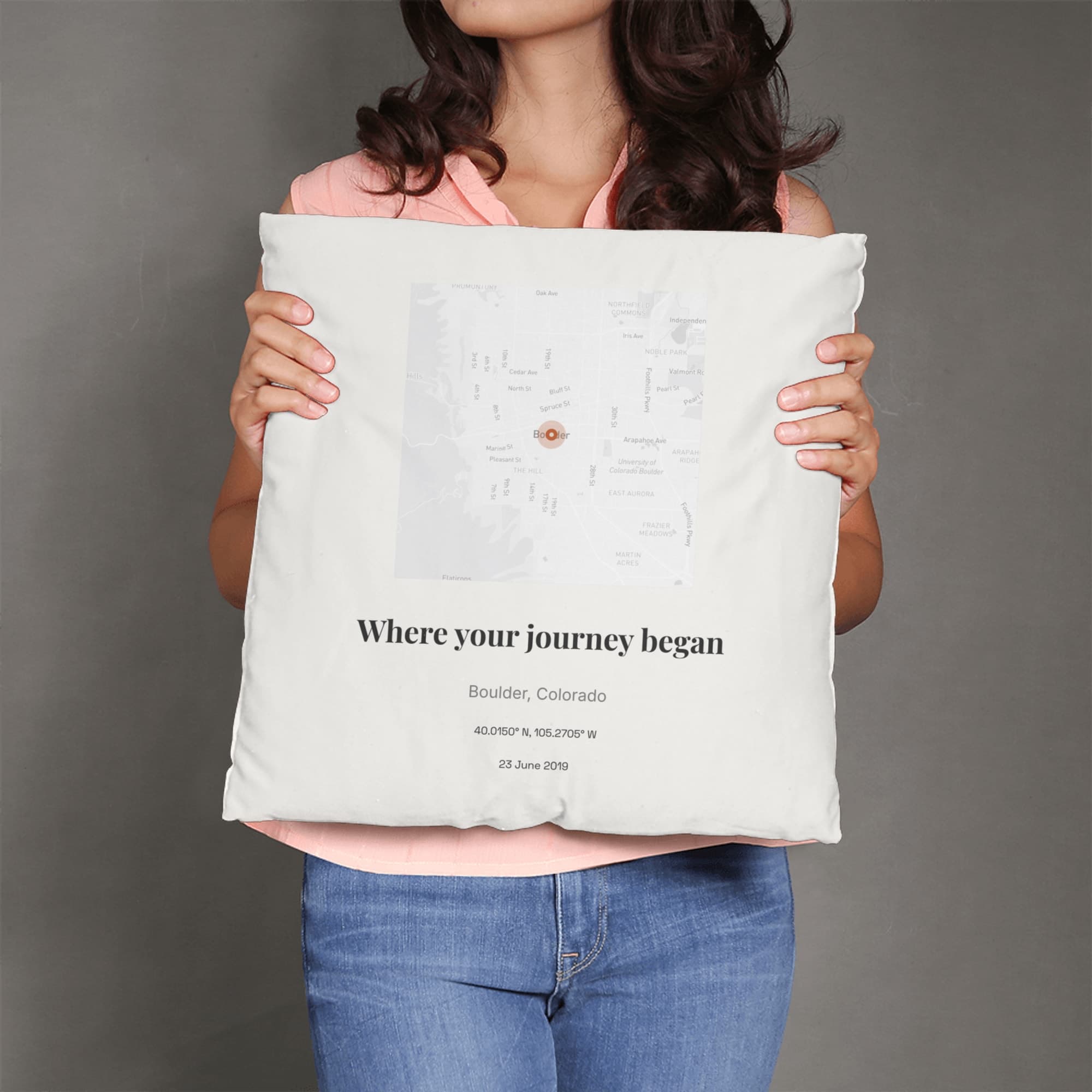 Campus Coordinates on pillow
