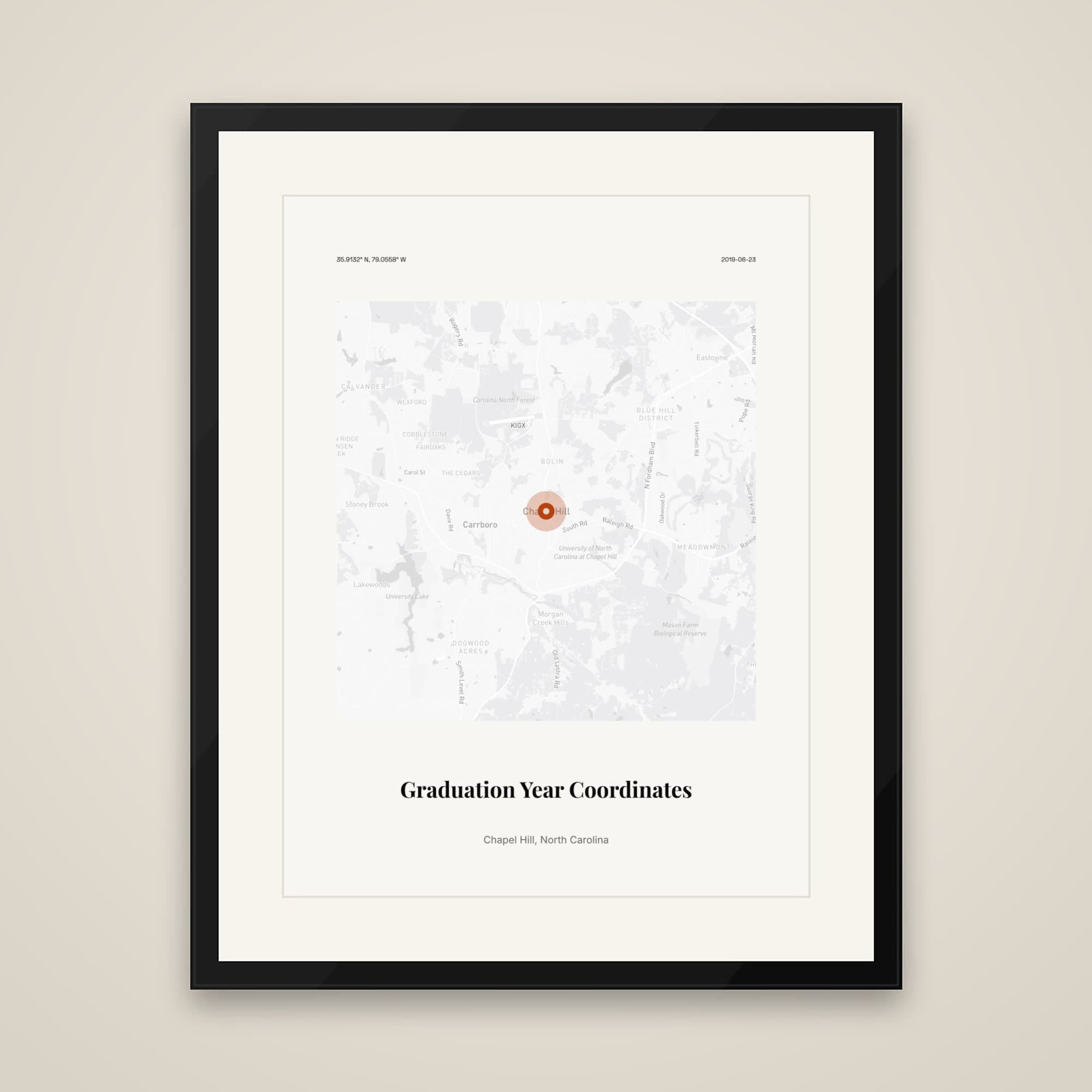 Graduation Year Coordinates on framed print