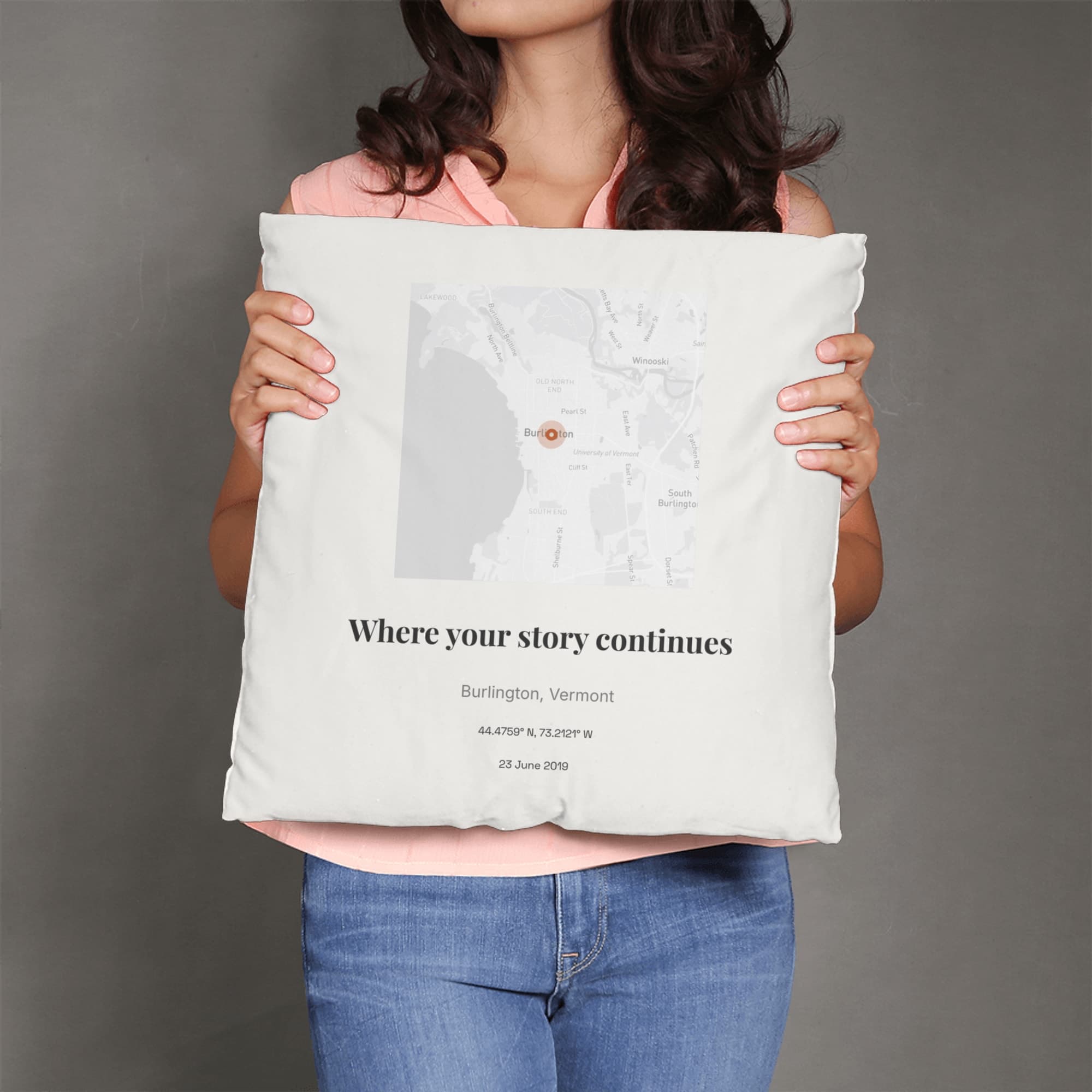 New Home Coordinates on pillow
